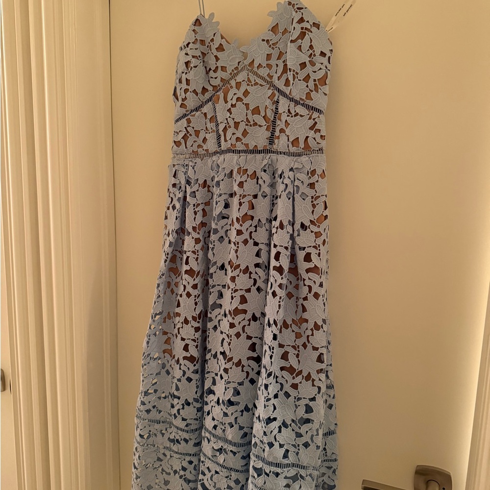 Elegant Blue Lace Dress